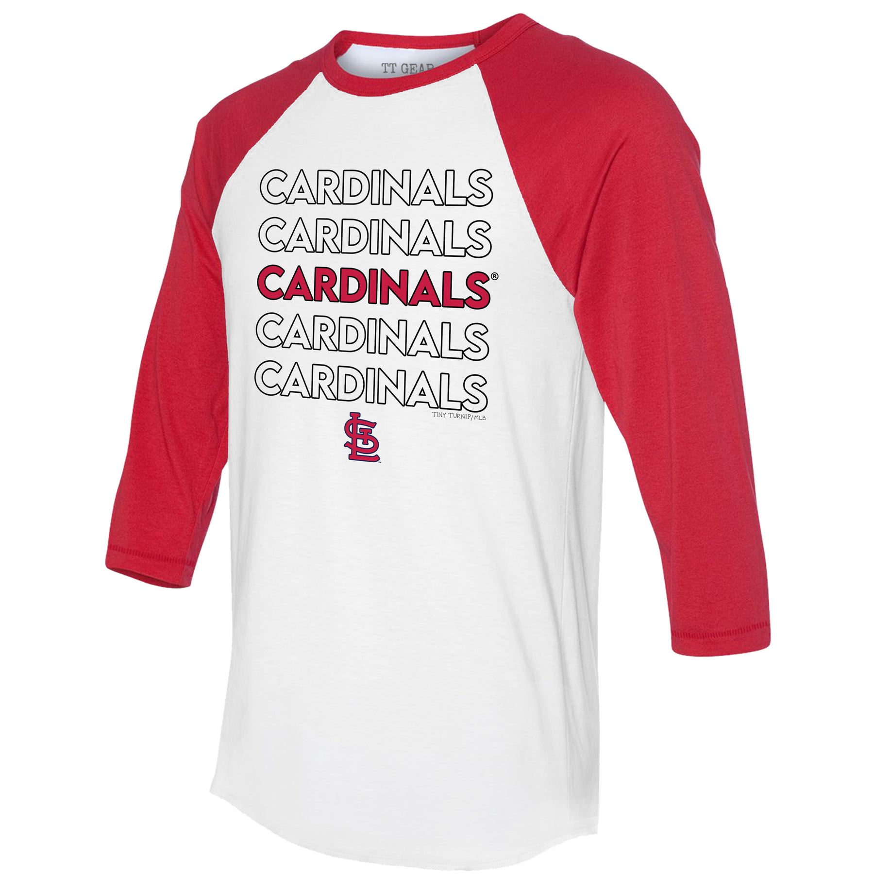 St. Louis Cardinals Stacked 3/4 Red Sleeve Raglan