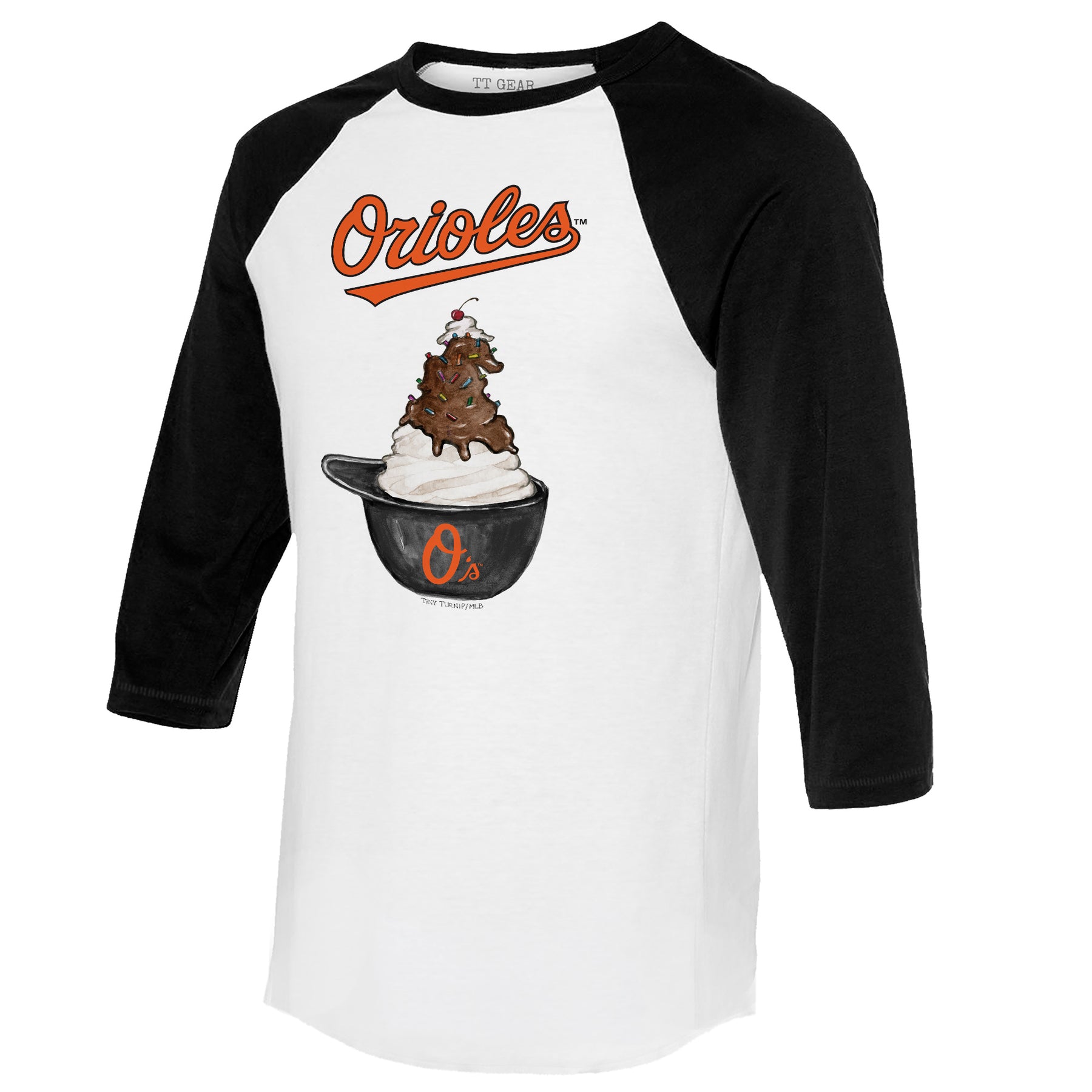 Baltimore Orioles Sundae Helmet 3/4 Black Sleeve Raglan