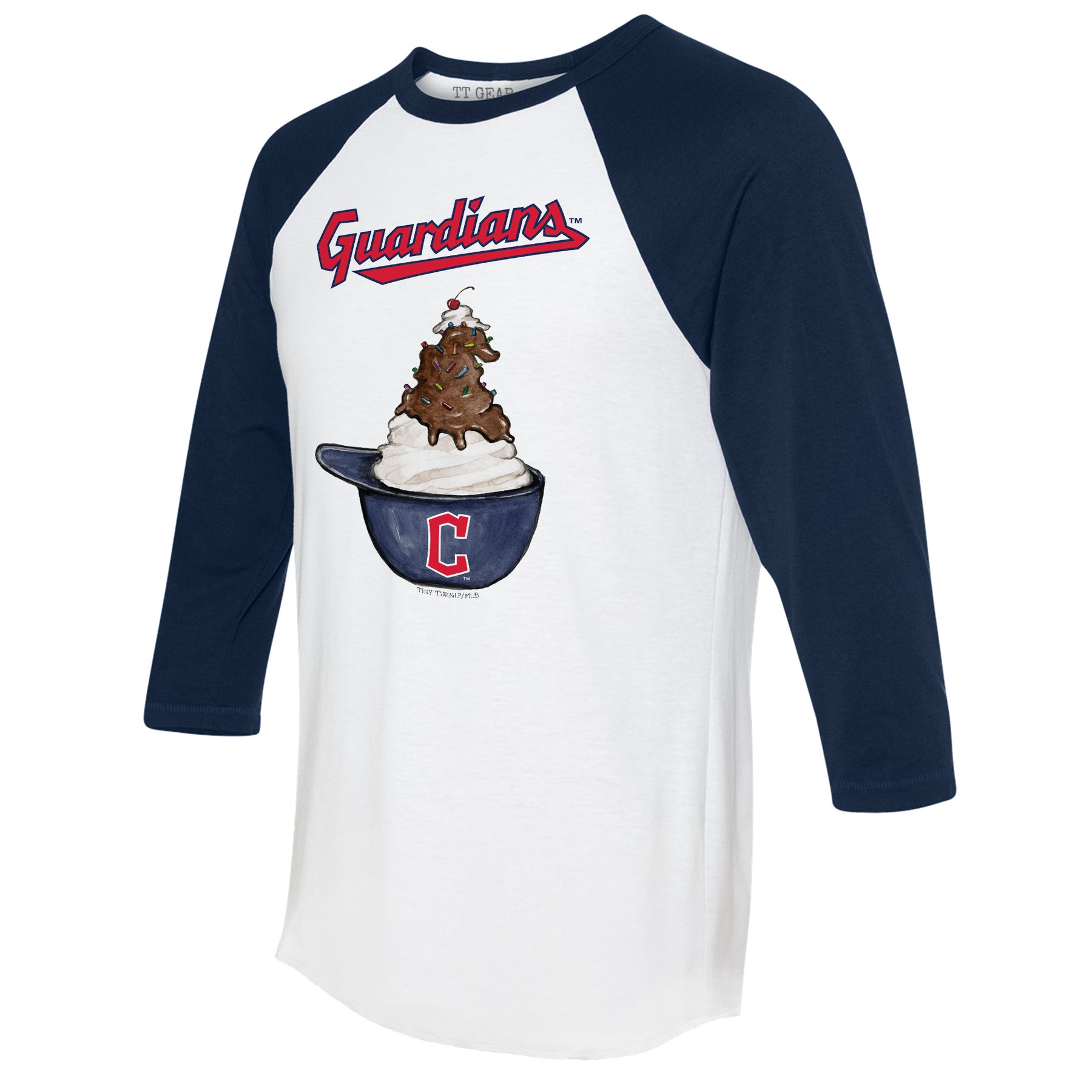 Cleveland Guardians Sundae Helmet 3/4 Navy Blue Sleeve Raglan