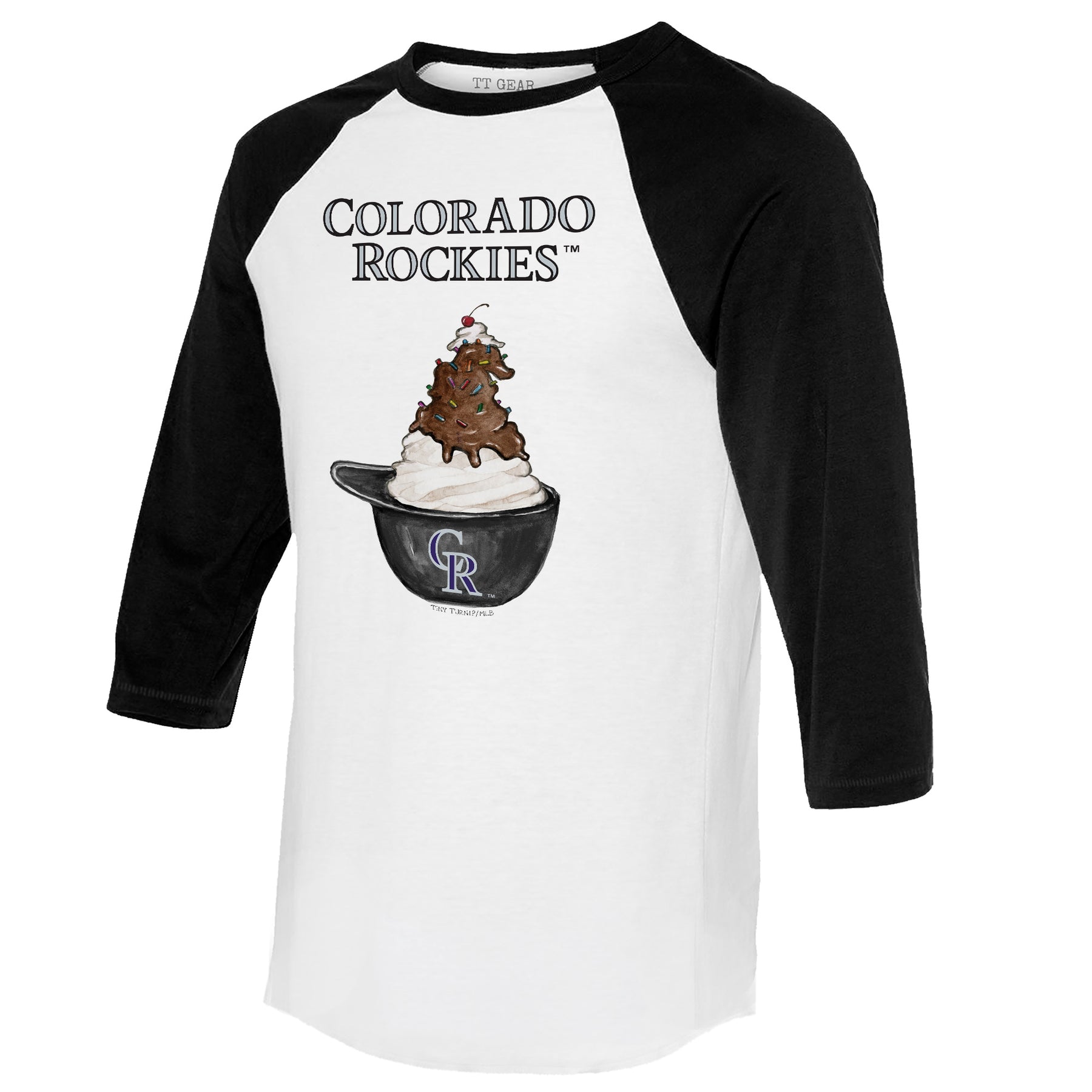 Colorado Rockies Sundae Helmet 3/4 Black Sleeve Raglan