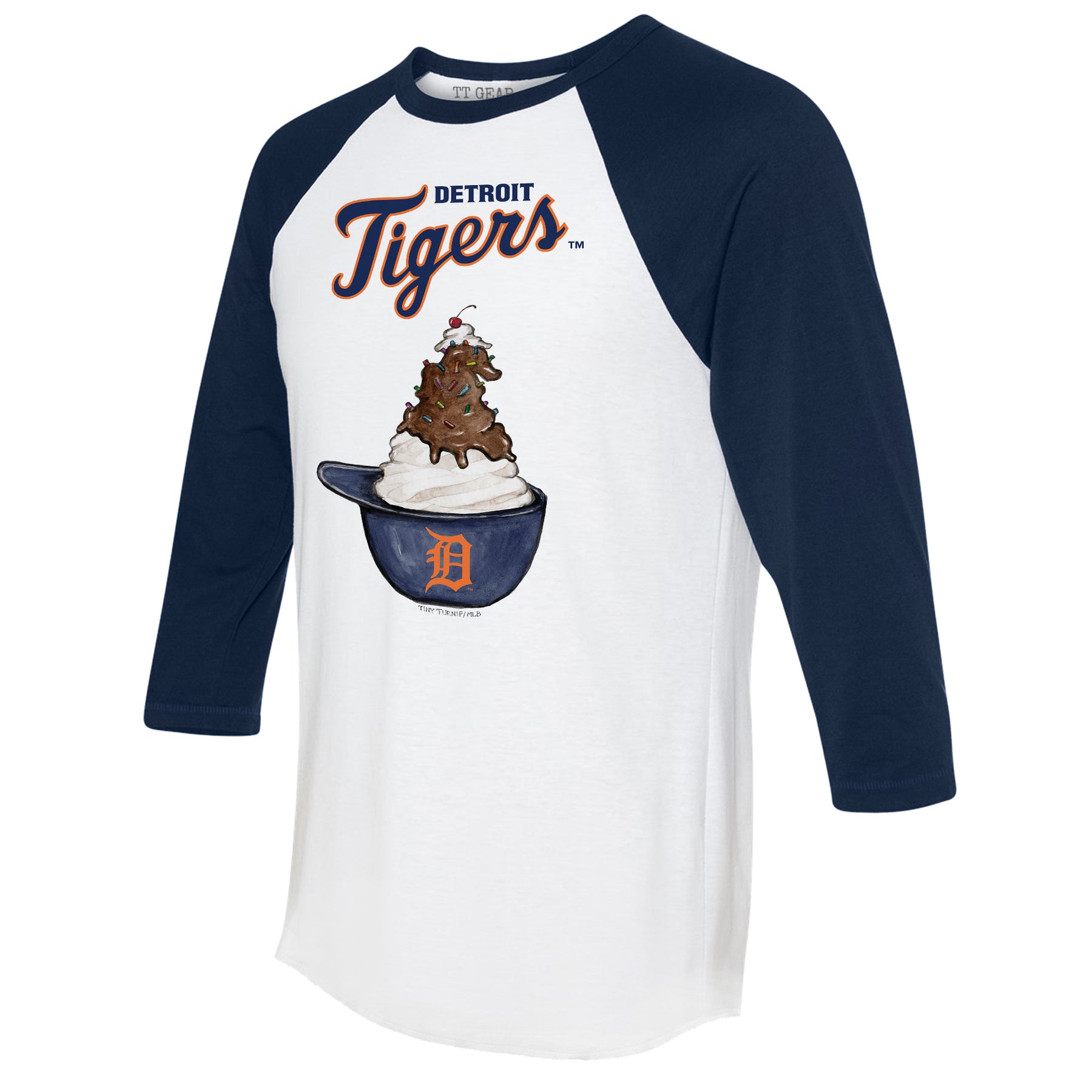 Detroit Tigers Sundae Helmet 3/4 Navy Blue Sleeve Raglan