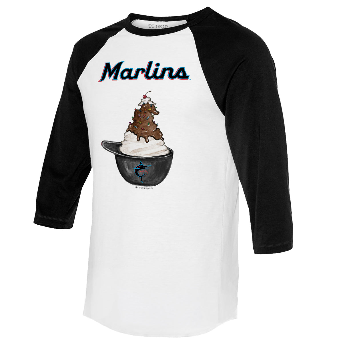 Miami Marlins Sundae Helmet 3/4 Black Sleeve Raglan