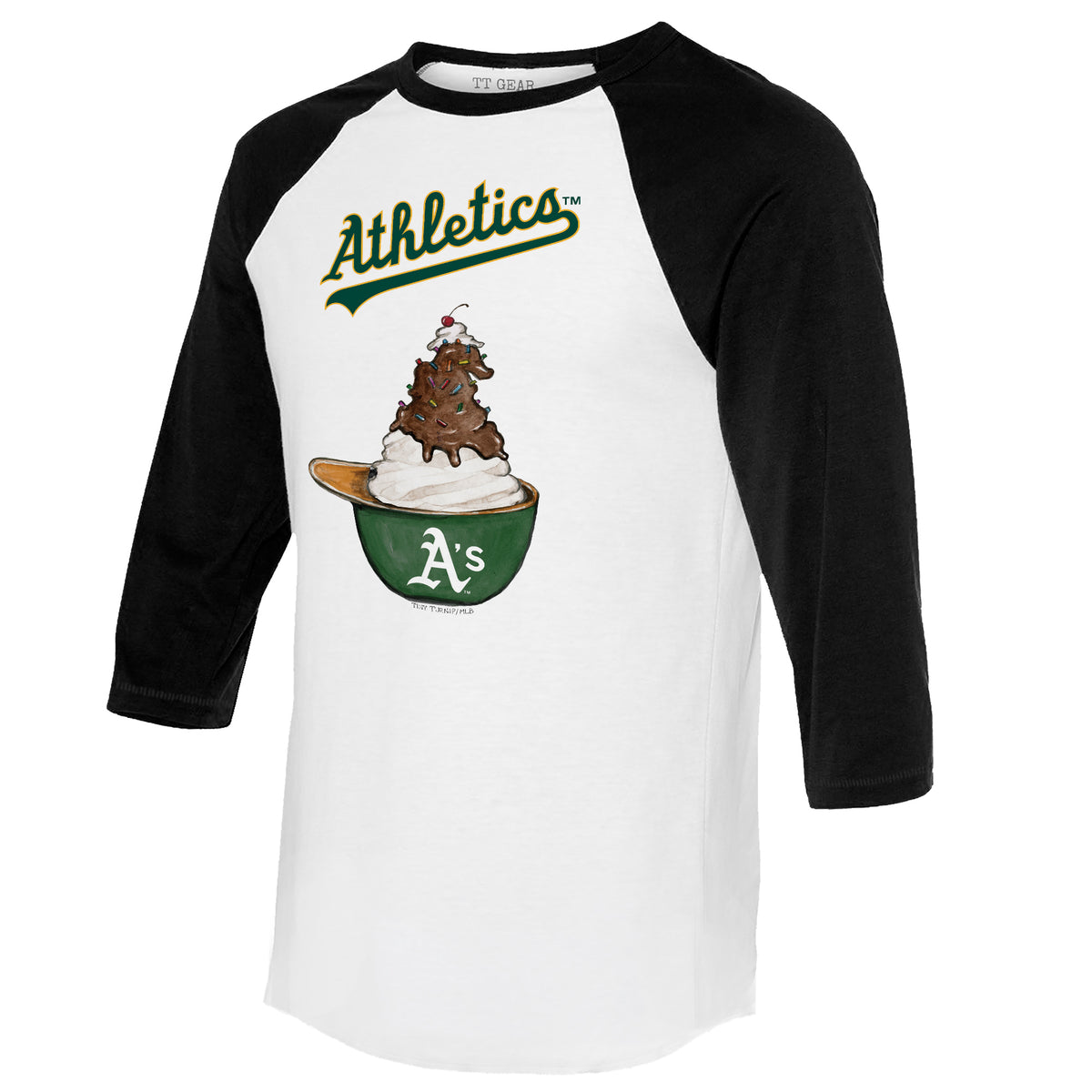 Oakland Athletics Sundae Helmet 3/4 Black Sleeve Raglan