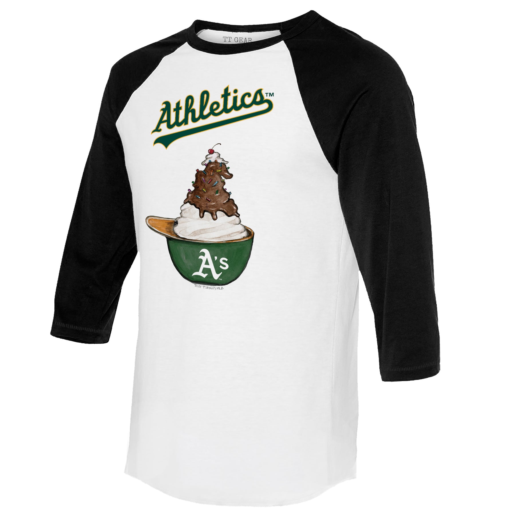 Oakland Athletics Sundae Helmet 3/4 Black Sleeve Raglan