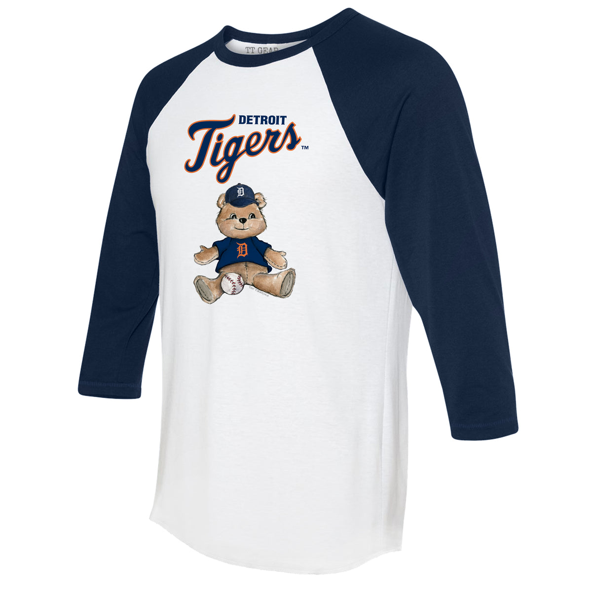 Detroit Tigers Boy Teddy 3/4 Navy Blue Sleeve Raglan