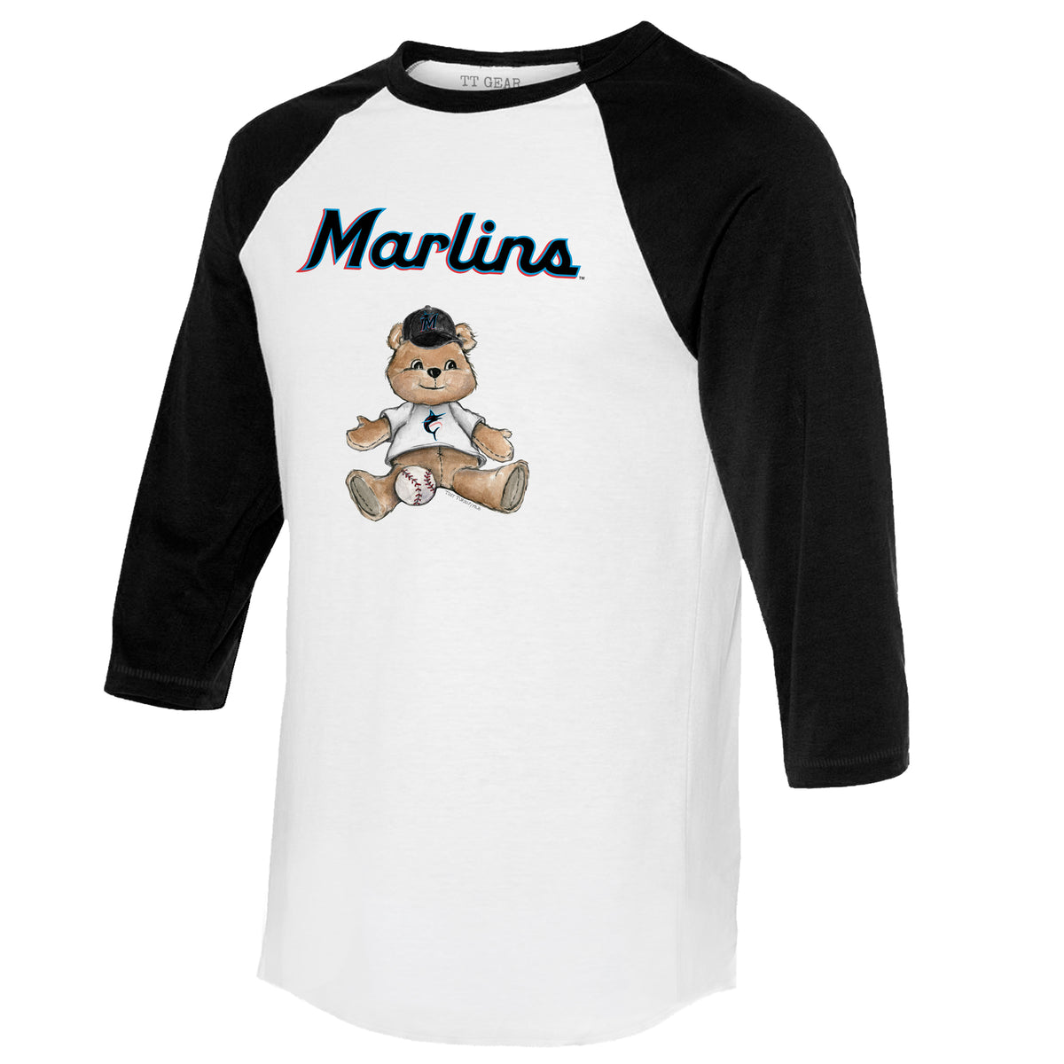 Miami Marlins Teddy 3/4 Black Sleeve Raglan
