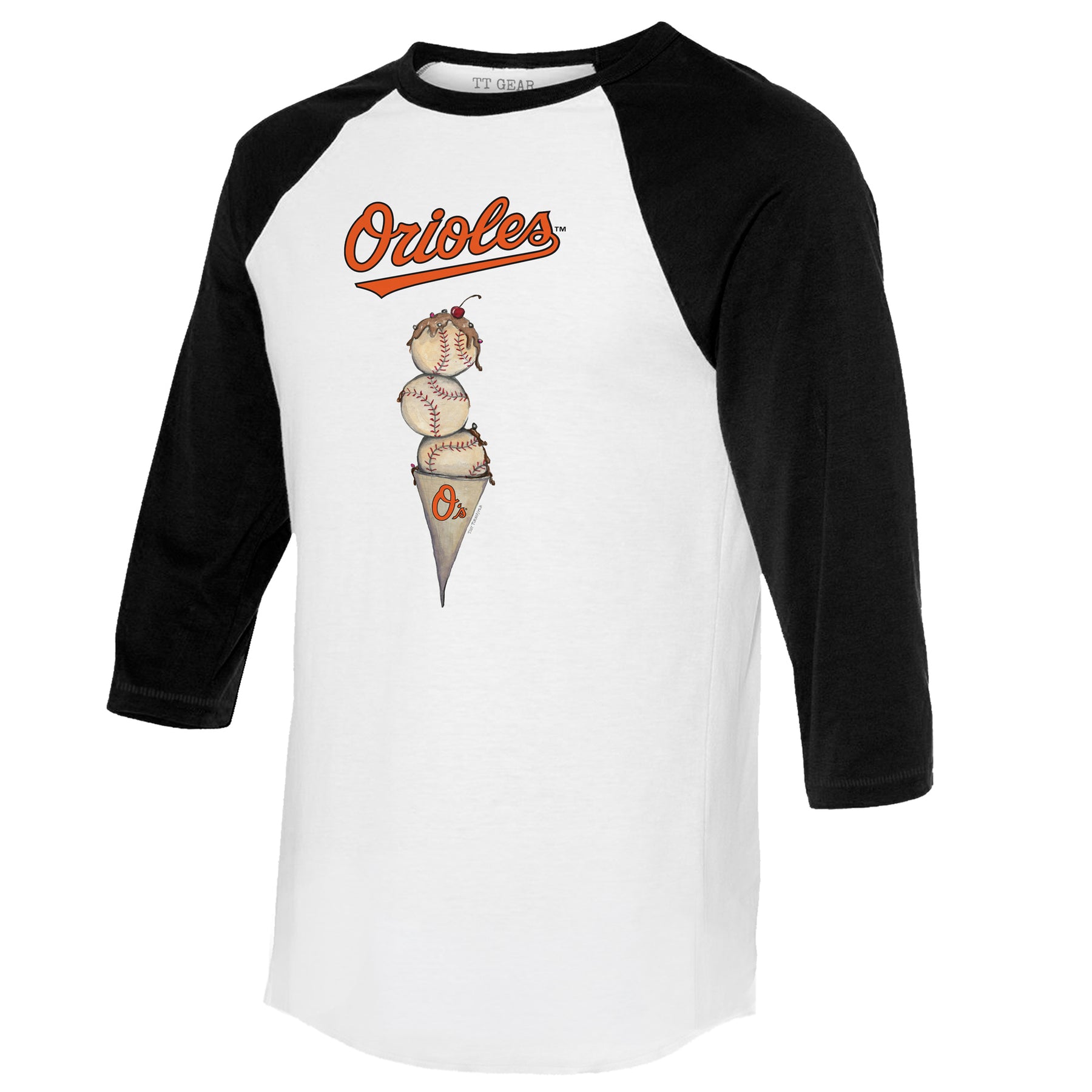 Baltimore Orioles Triple Scoop 3/4 Black Sleeve Raglan