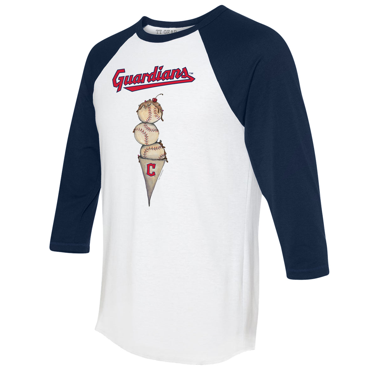 Cleveland Guardians Triple Scoop 3/4 Navy Blue Sleeve Raglan