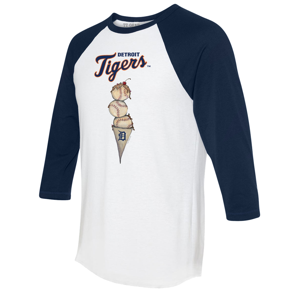 Detroit Tigers Triple Scoop 3/4 Navy Blue Sleeve Raglan
