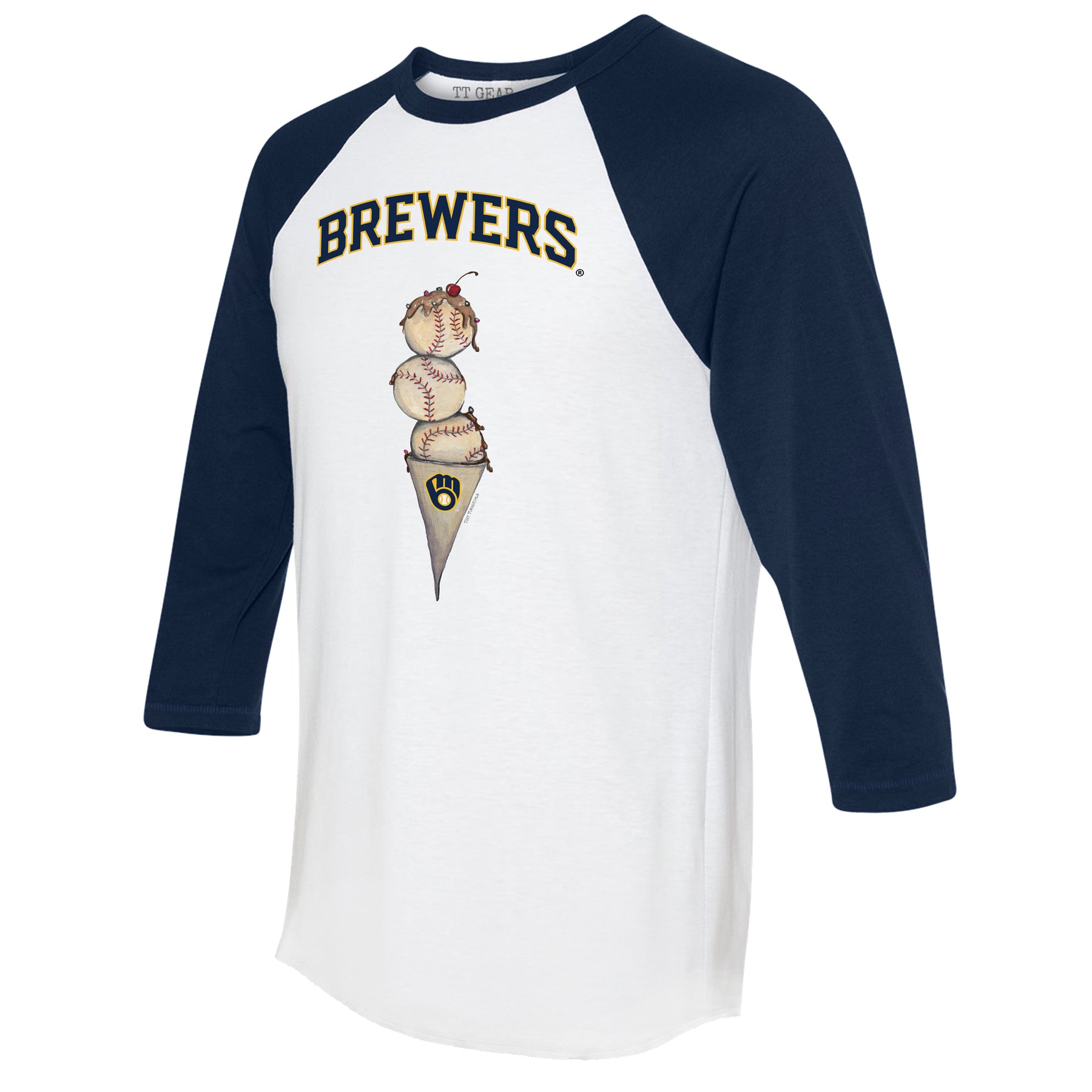 Milwaukee Brewers Triple Scoop 3/4 Navy Blue Sleeve Raglan