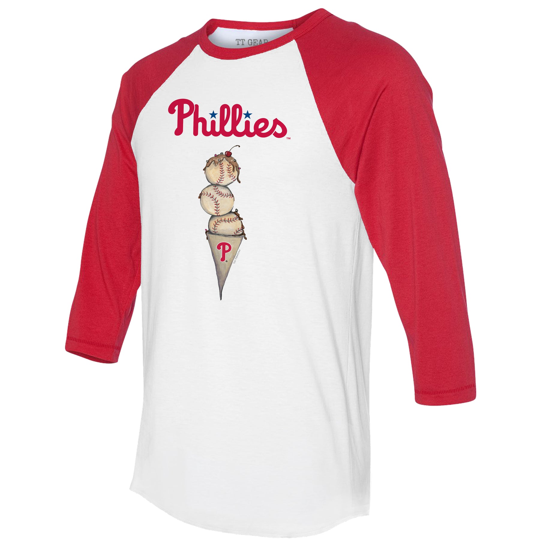 Philadelphia Phillies Triple Scoop 3/4 Red Sleeve Raglan