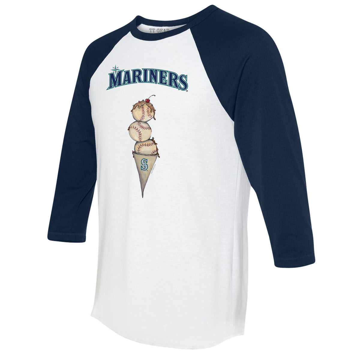 Seattle Mariners Triple Scoop 3/4 Navy Blue Sleeve Raglan