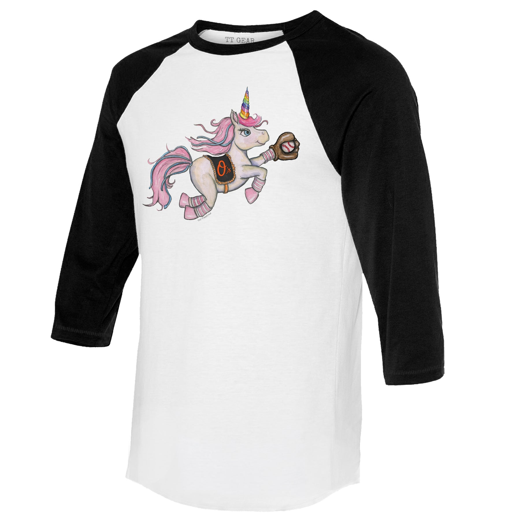 Baltimore Orioles Unicorn 3/4 Black Sleeve Raglan