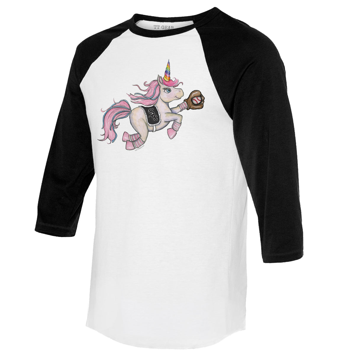 Chicago White Sox Unicorn 3/4 Black Sleeve Raglan