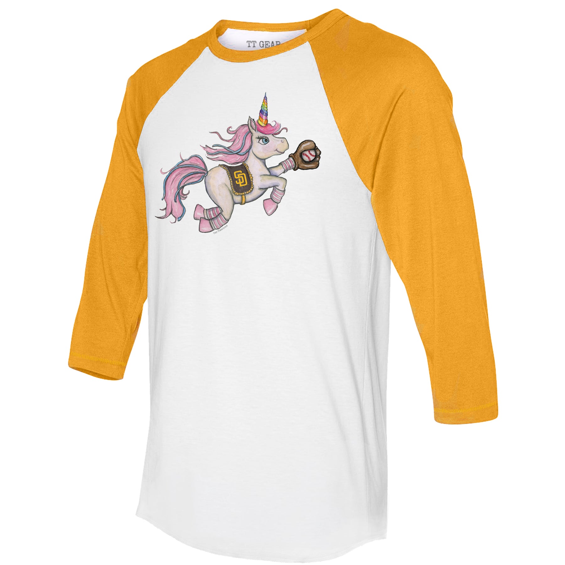 San Diego Padres Unicorn 3/4 Gold Sleeve Raglan