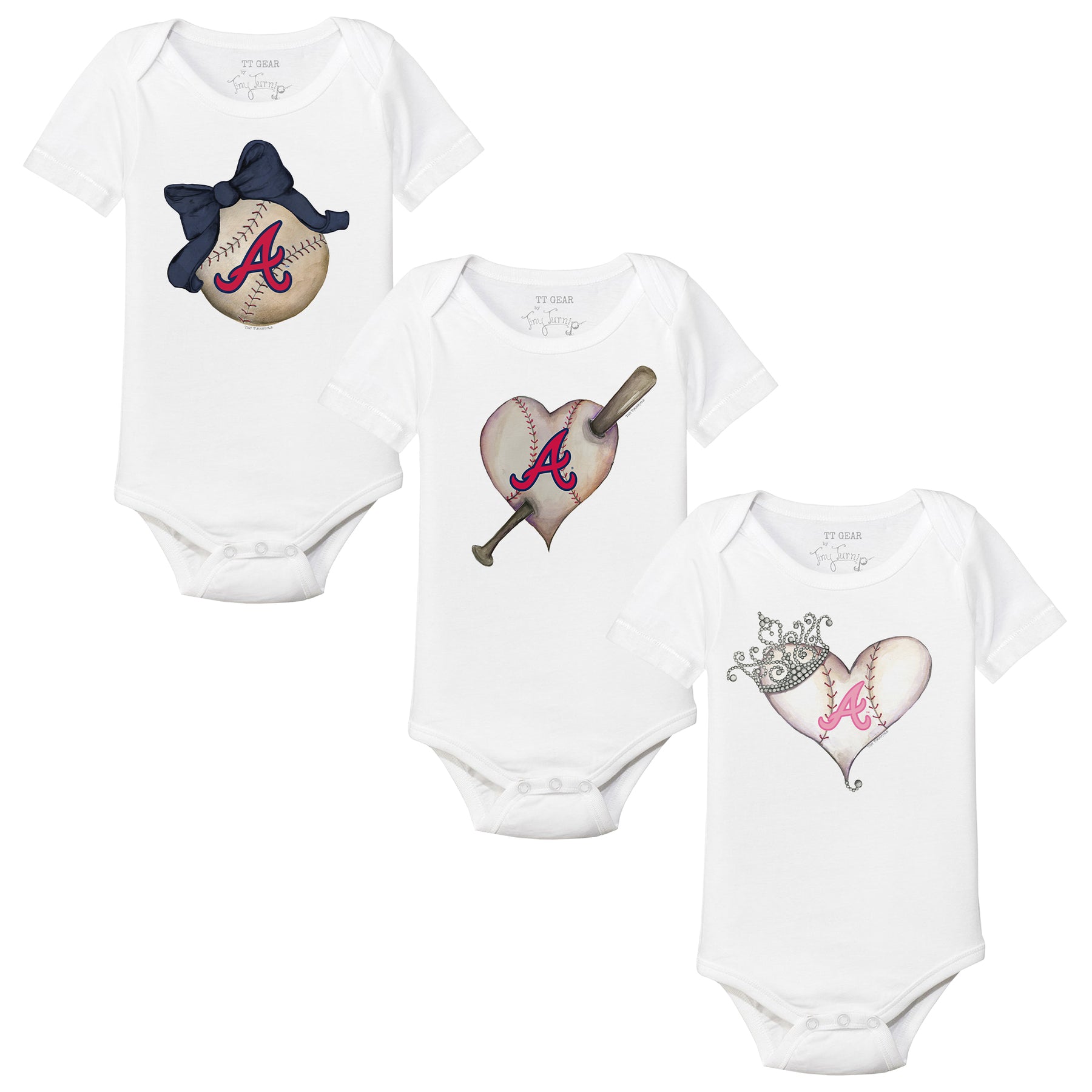 Atlanta Braves Hearts and Bows Short Sleeve Snapper Bundle