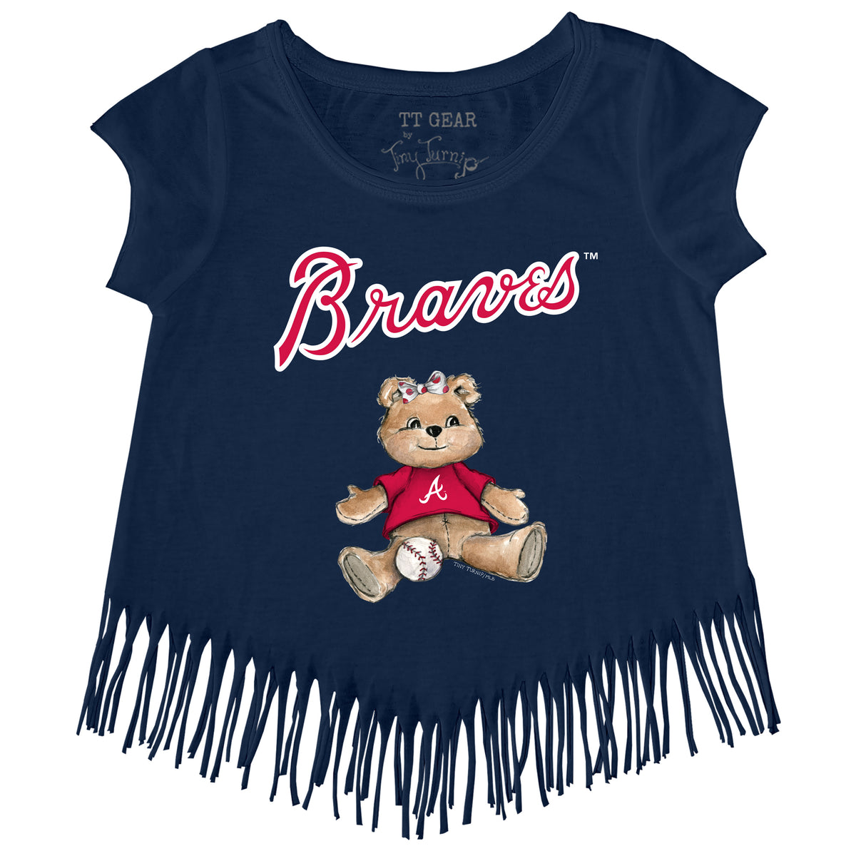 Atlanta Braves Girl Teddy Fringe Tee - Tiny Turnip