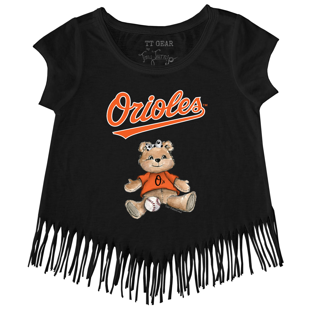 Baltimore Orioles Girl Teddy Fringe Tee - Tiny Turnip