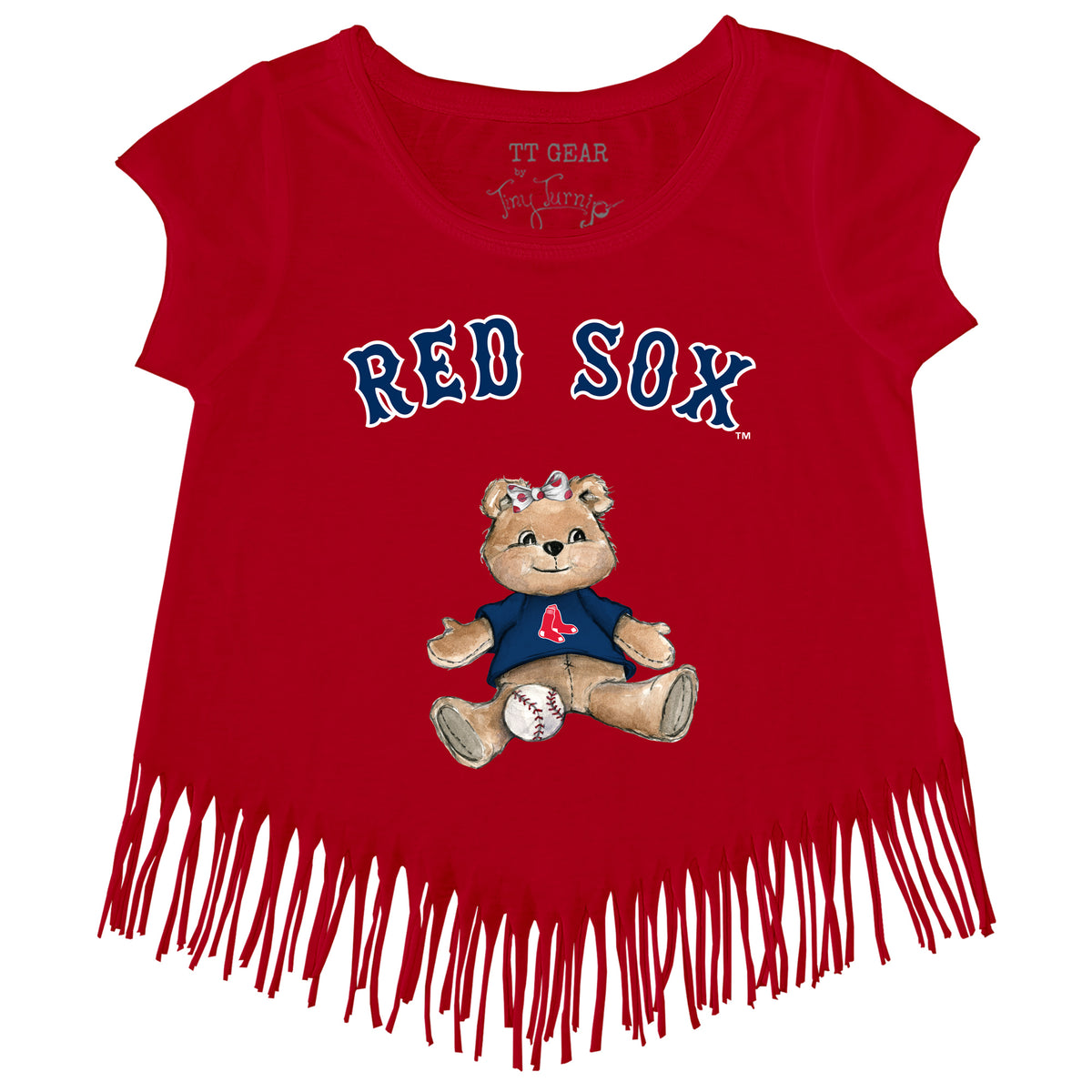 Boston Red Sox Girl Teddy Fringe Tee - Tiny Turnip