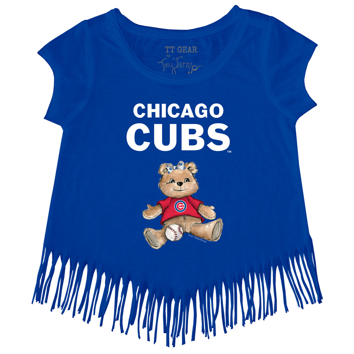 Chicago Cubs Girl Teddy Fringe Tee - Tiny Turnip