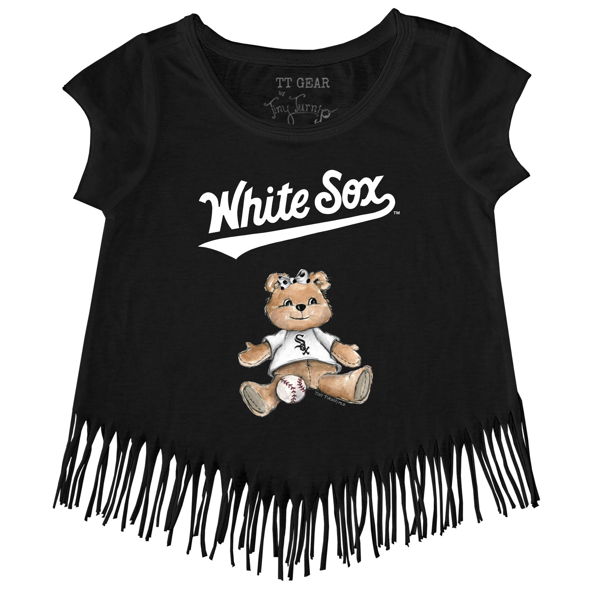 Chicago White Sox Girl Teddy Fringe Tee Youth XL (14) / Black