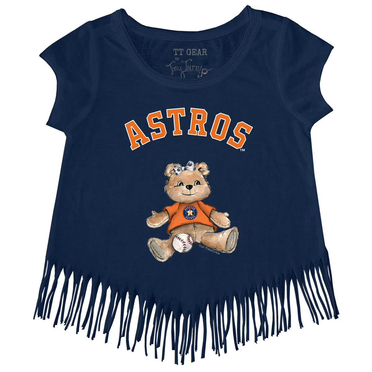 Houston Astros Girl Teddy Fringe Tee - Tiny Turnip