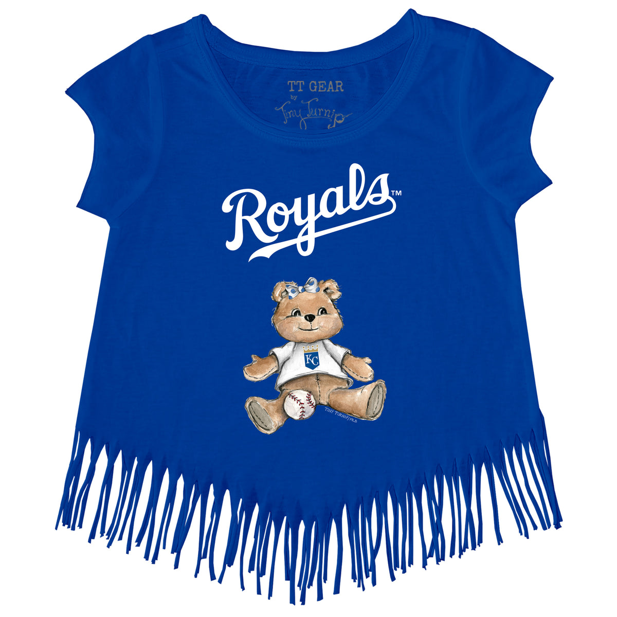 Kansas City Royals Girl Teddy Fringe Tee - Tiny Turnip