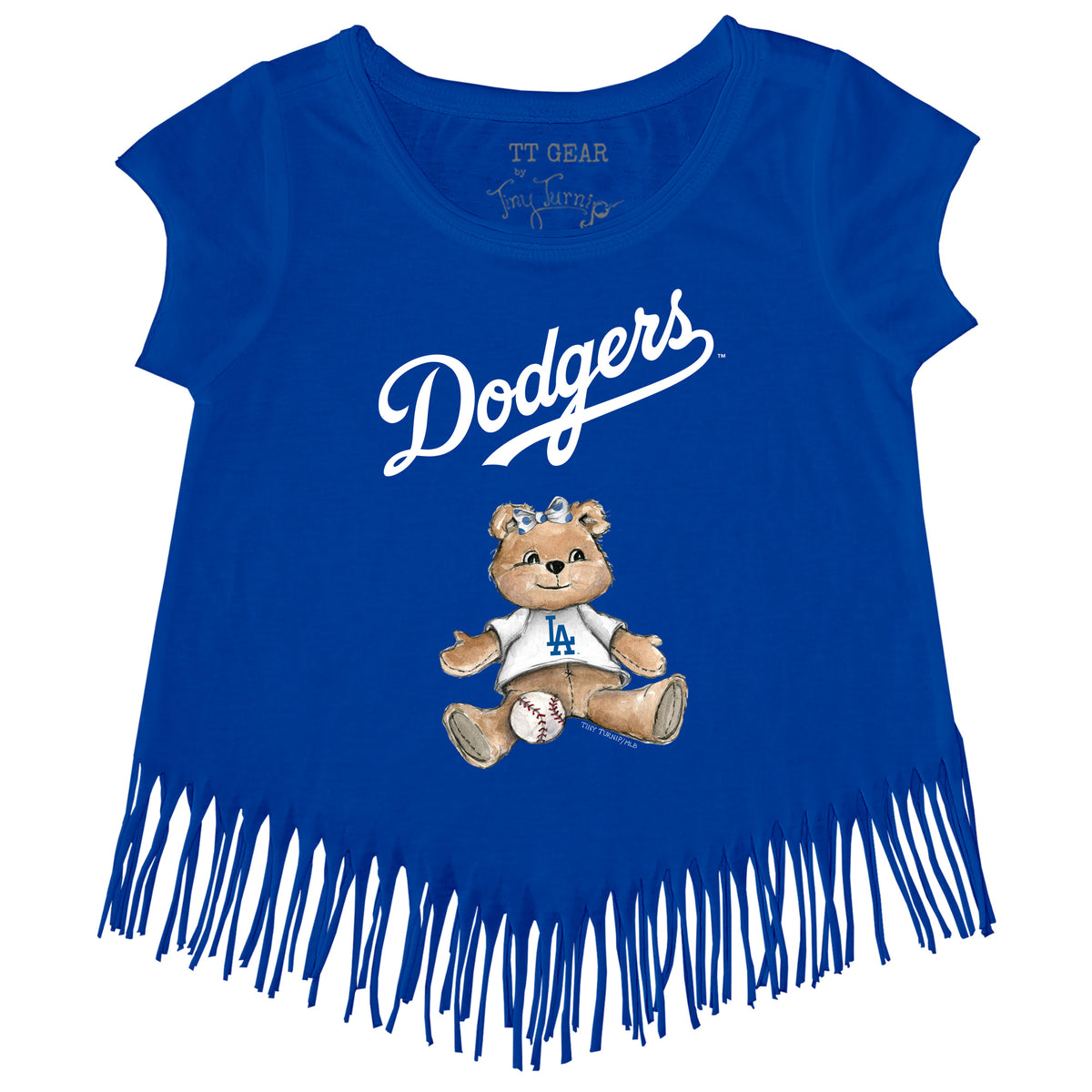 Los Angeles Dodgers Girl Teddy Fringe Tee - Tiny Turnip