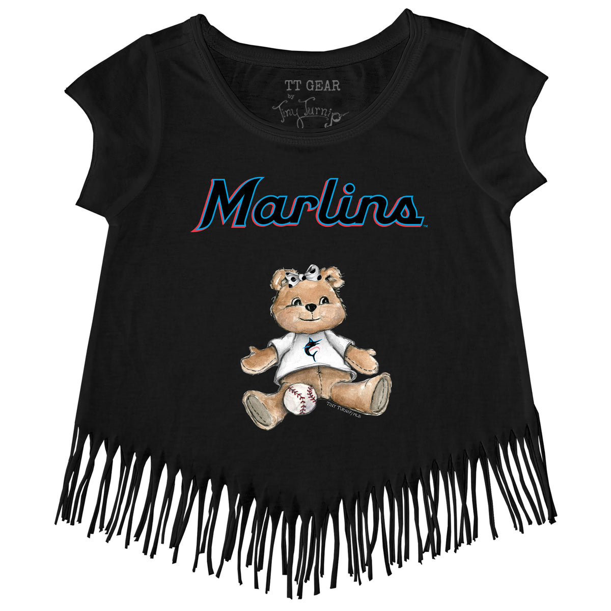 Miami Marlins Girl Teddy Fringe Tee - Tiny Turnip