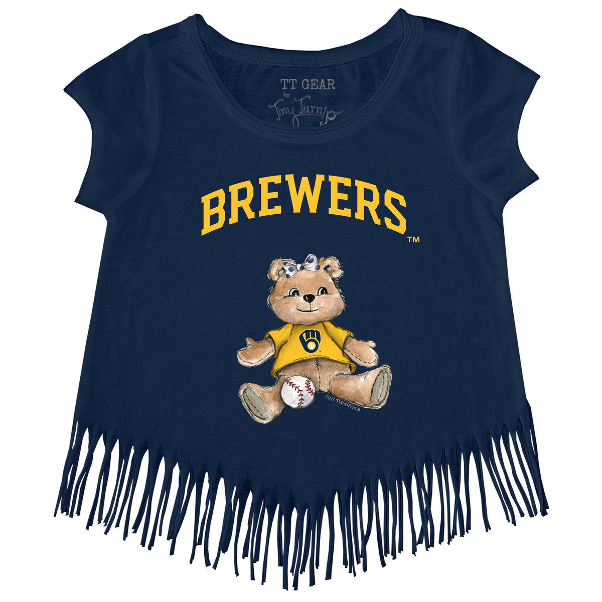 Milwaukee Brewers Girl Teddy Fringe Tee - Tiny Turnip
