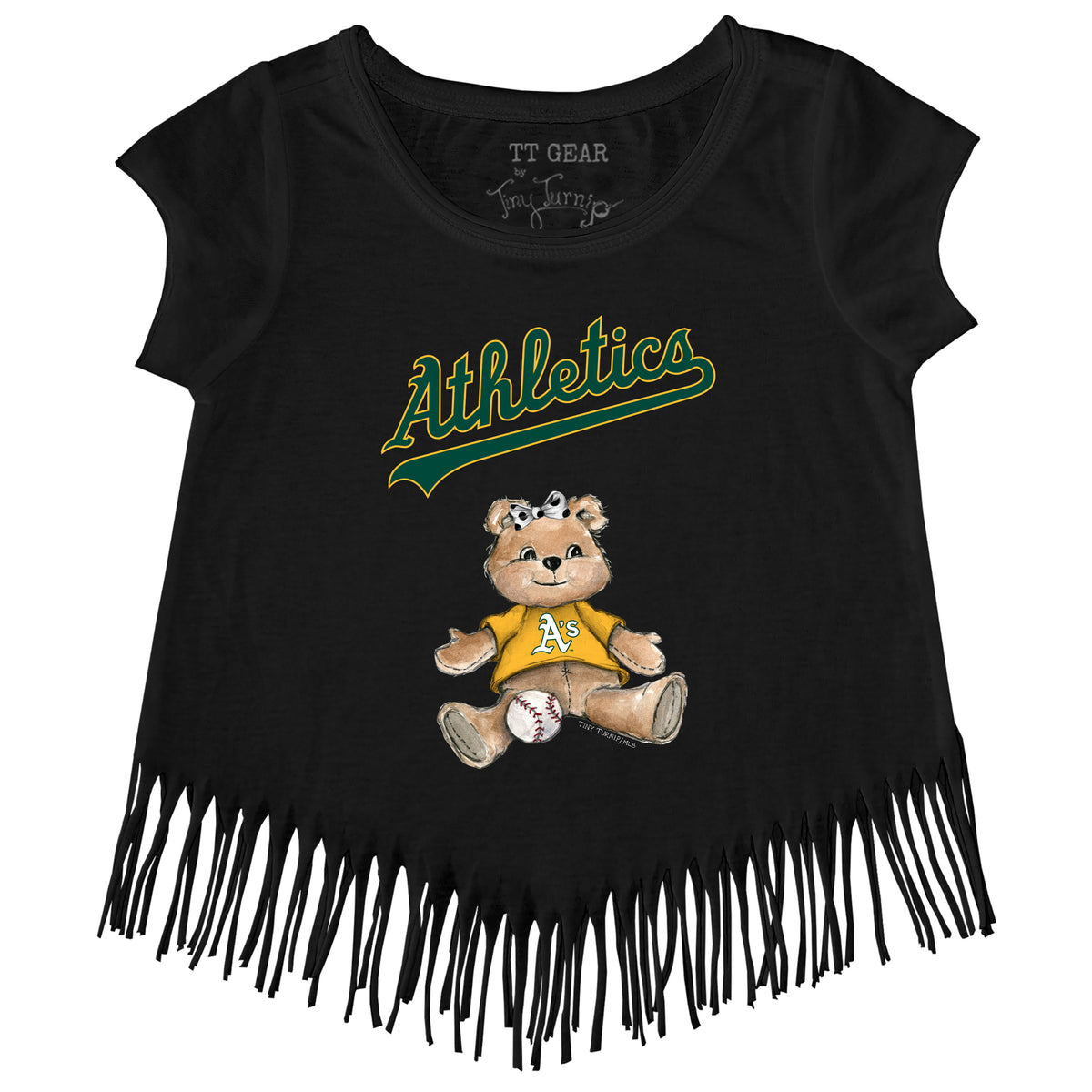 Oakland Athletics Girl Teddy Fringe Tee - Tiny Turnip