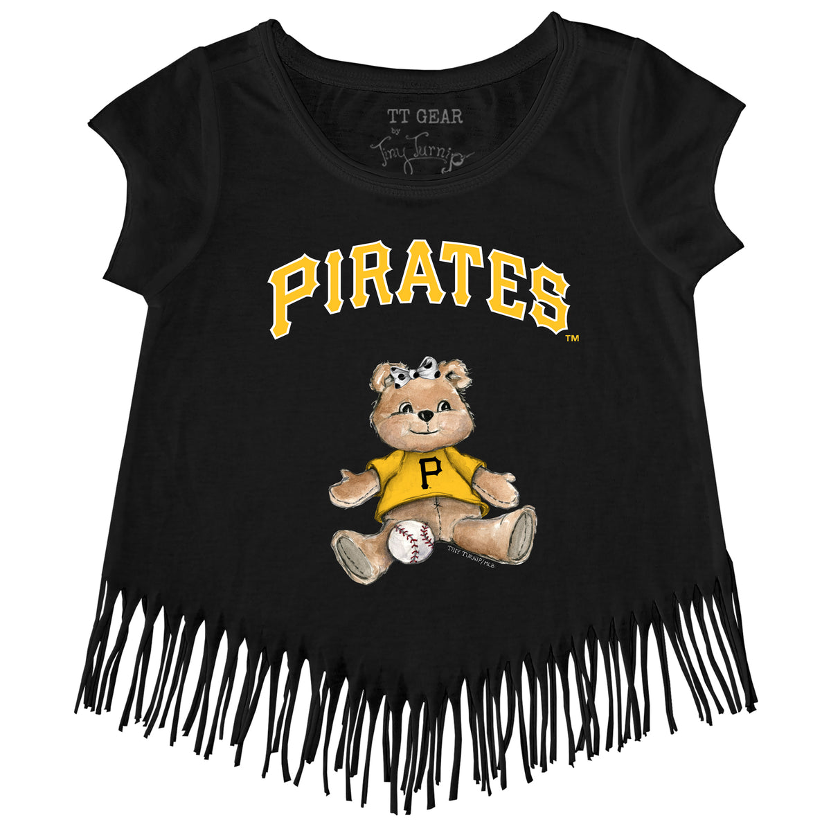 Pittsburgh Pirates Girl Teddy Fringe Tee - Tiny Turnip