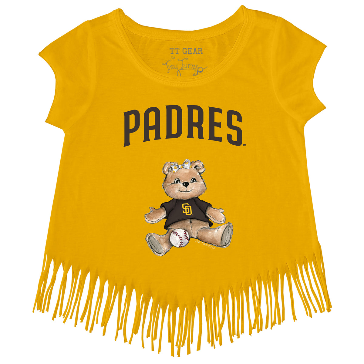 San Diego Padres Girl Teddy Fringe Tee - Tiny Turnip