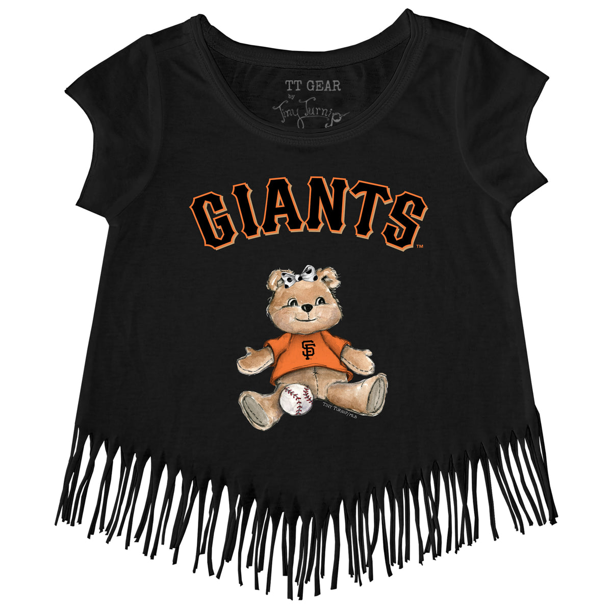 San Francisco Giants Girl Teddy Fringe Tee - Tiny Turnip