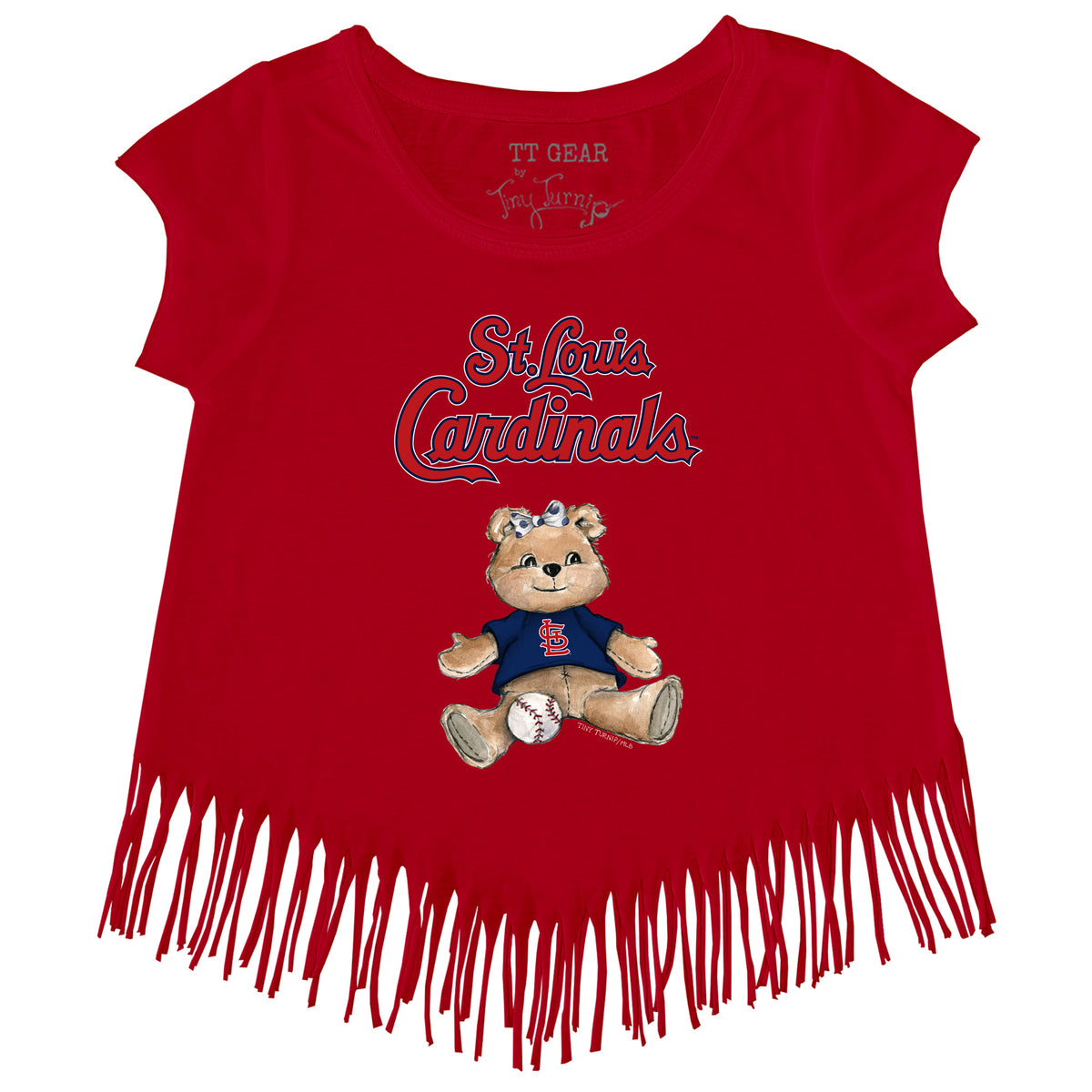 St. Louis Cardinals Girl Teddy Fringe Tee - Tiny Turnip
