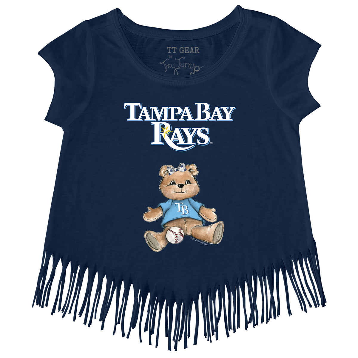 Tampa Bay Rays Girl Teddy Fringe Tee - Tiny Turnip