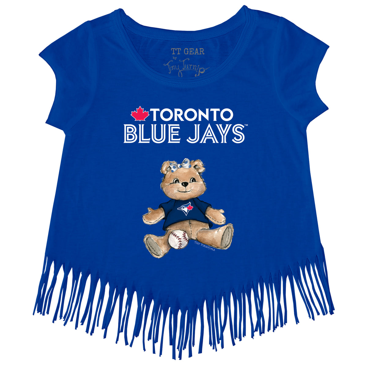 Toronto Blue Jays Girl Teddy Fringe Tee - Tiny Turnip