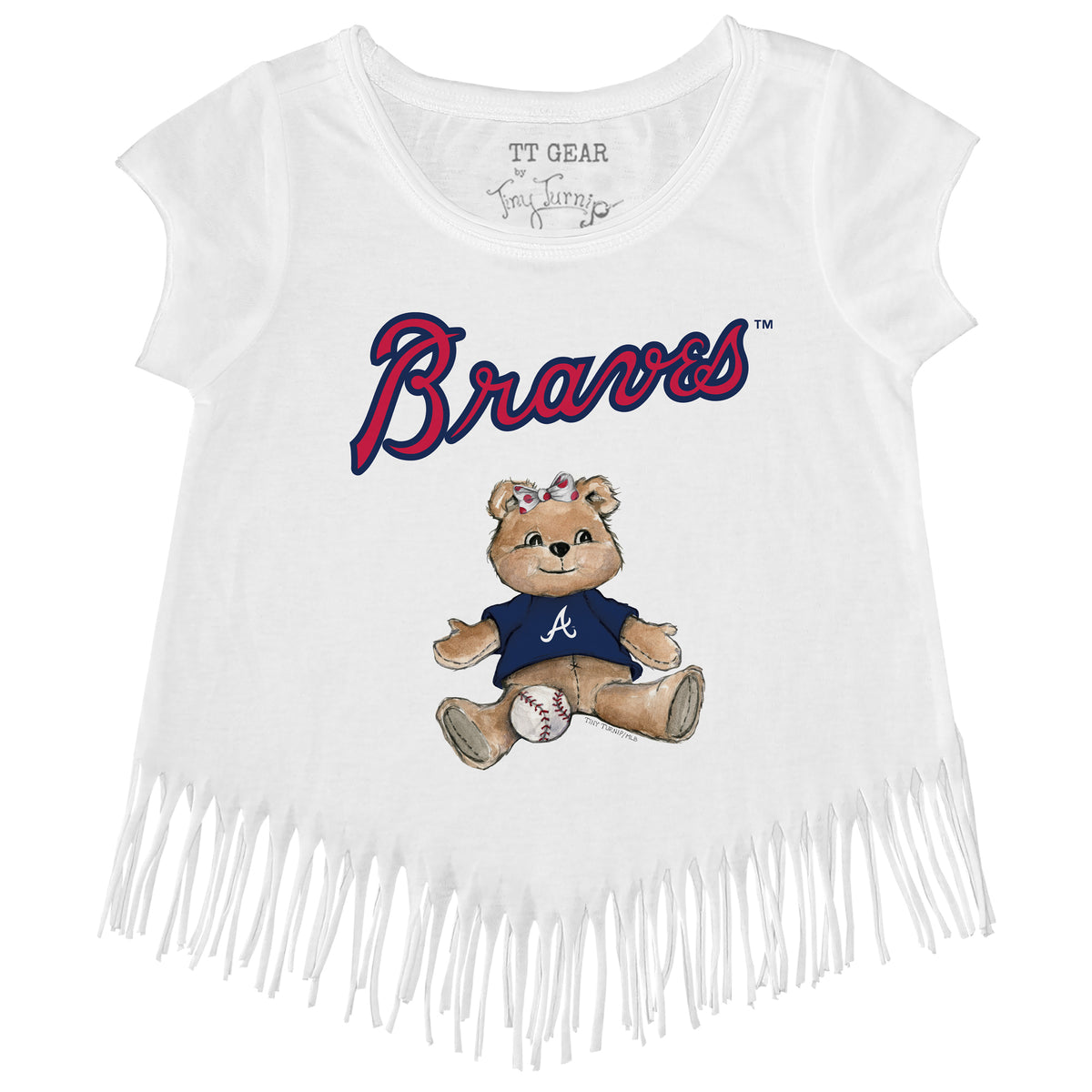 Atlanta Braves Girl Teddy Fringe Tee - Tiny Turnip