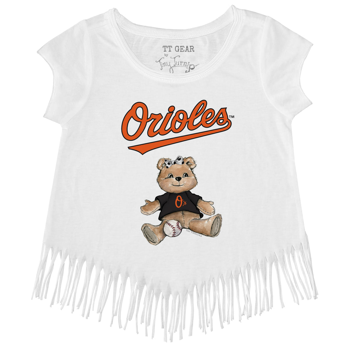 Baltimore Orioles Girl Teddy Fringe Tee - Tiny Turnip