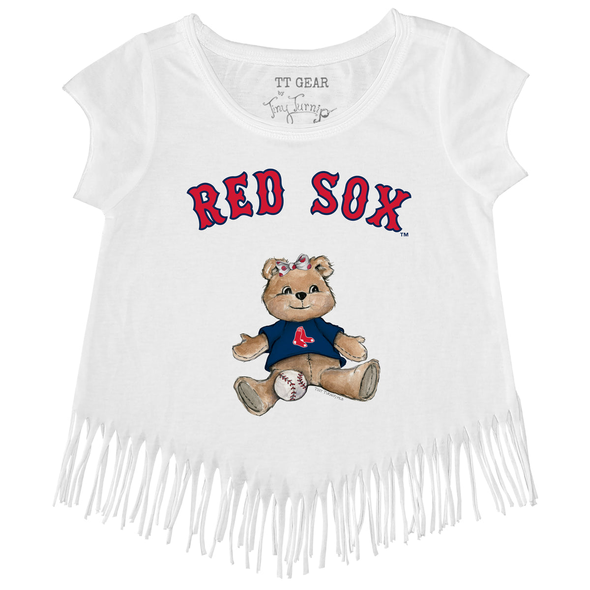 Boston Red Sox Girl Teddy Fringe Tee - Tiny Turnip