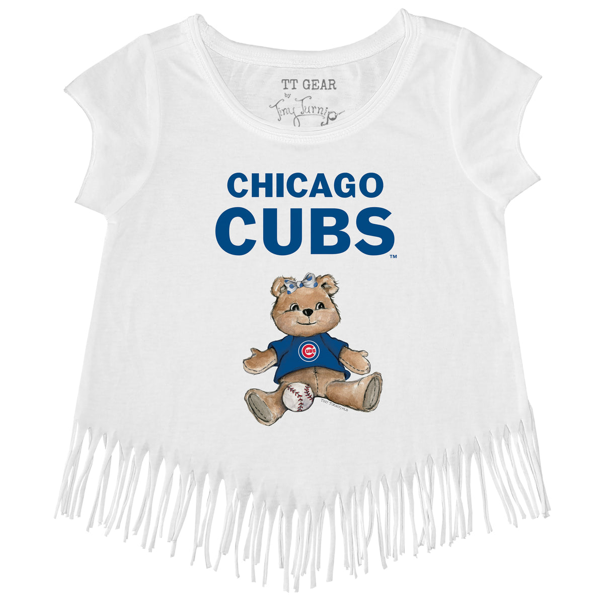 Chicago Cubs Girl Teddy Fringe Tee - Tiny Turnip