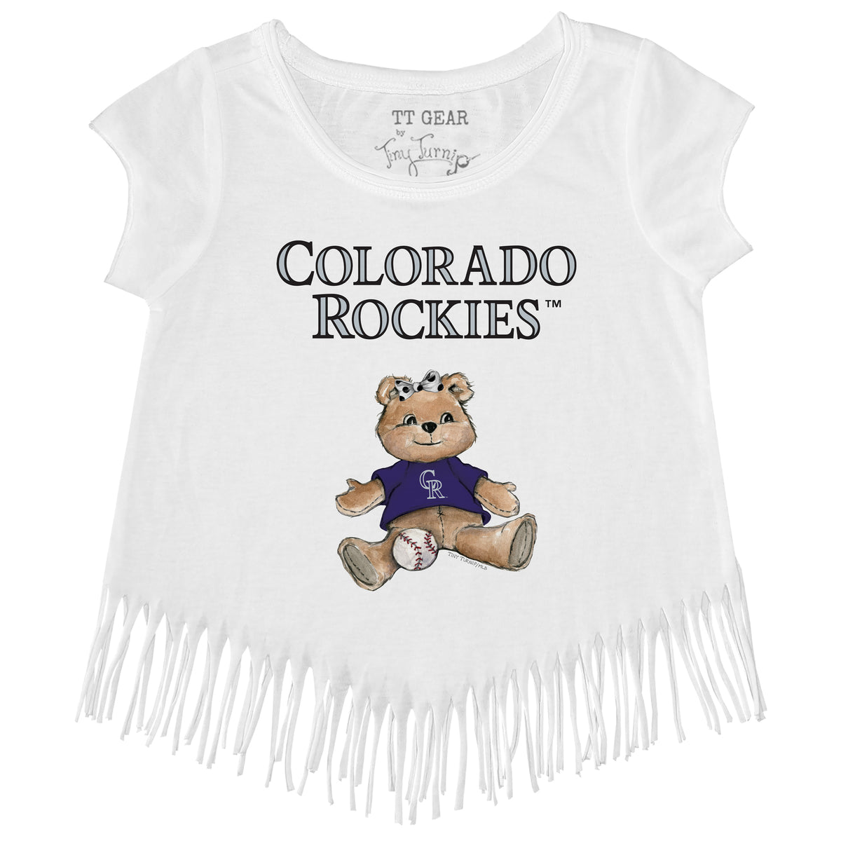 Colorado Rockies Girl Teddy Fringe Tee - Tiny Turnip
