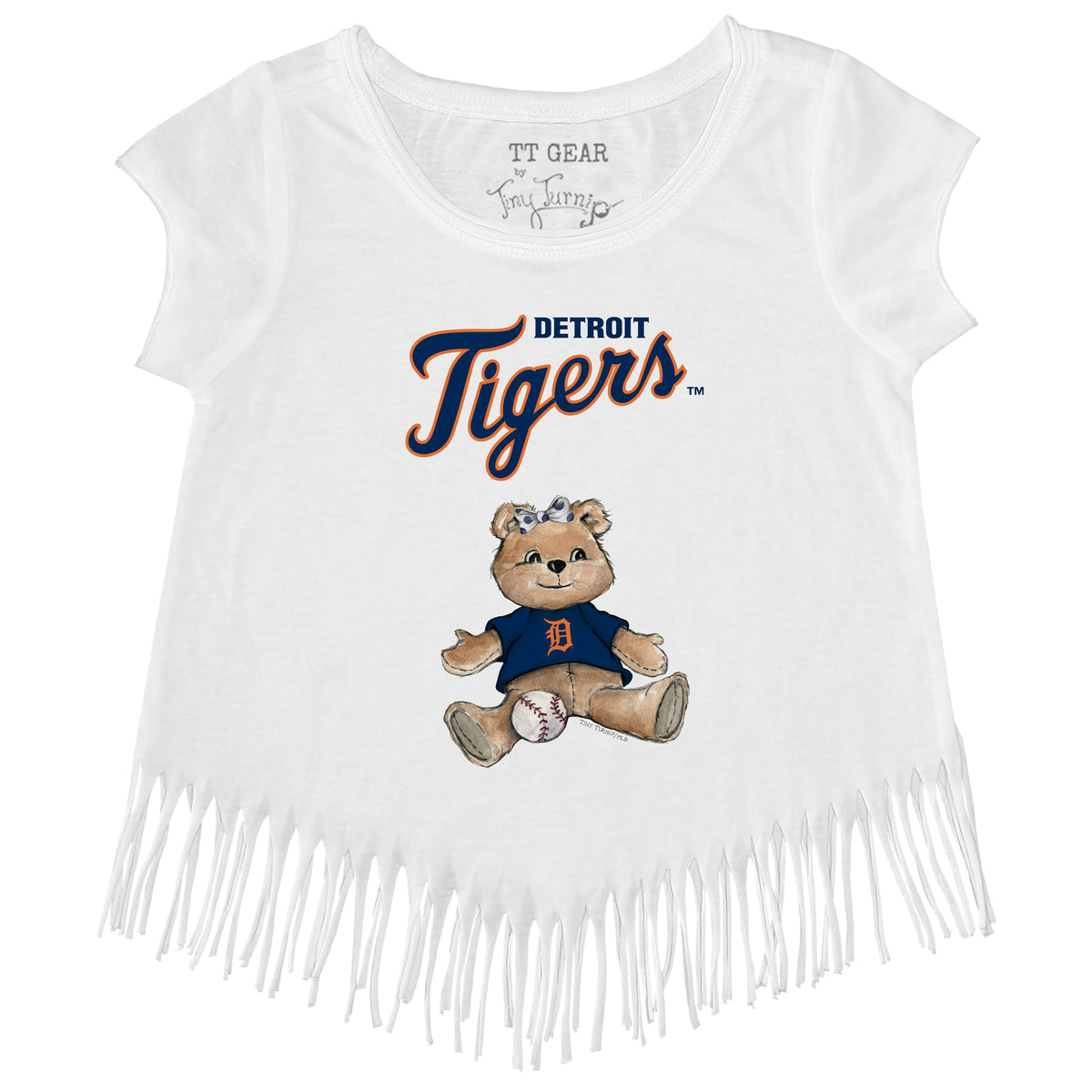 Detroit Tigers Girl Teddy Fringe Tee - Tiny Turnip