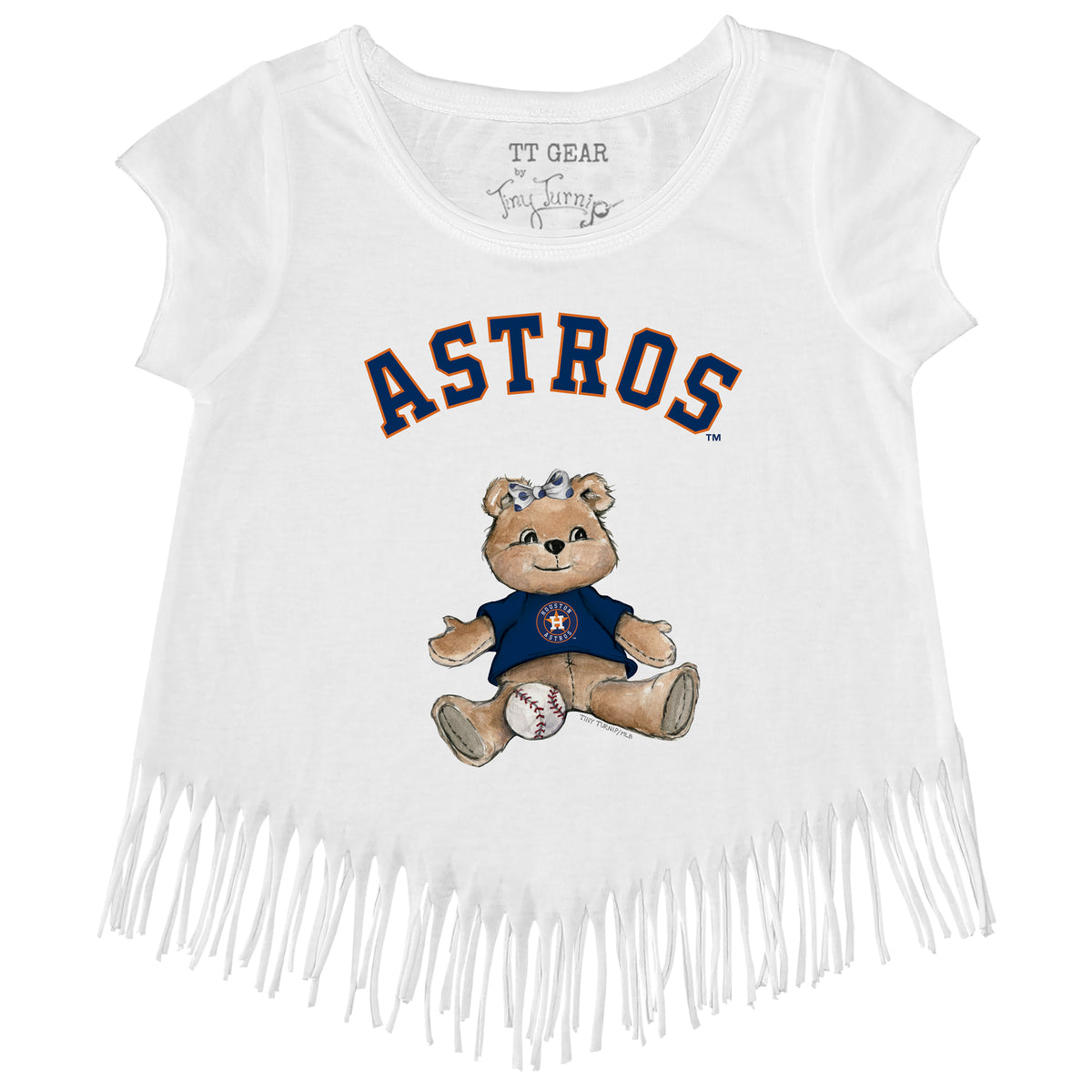 Houston Astros Girl Teddy Fringe Tee - Tiny Turnip