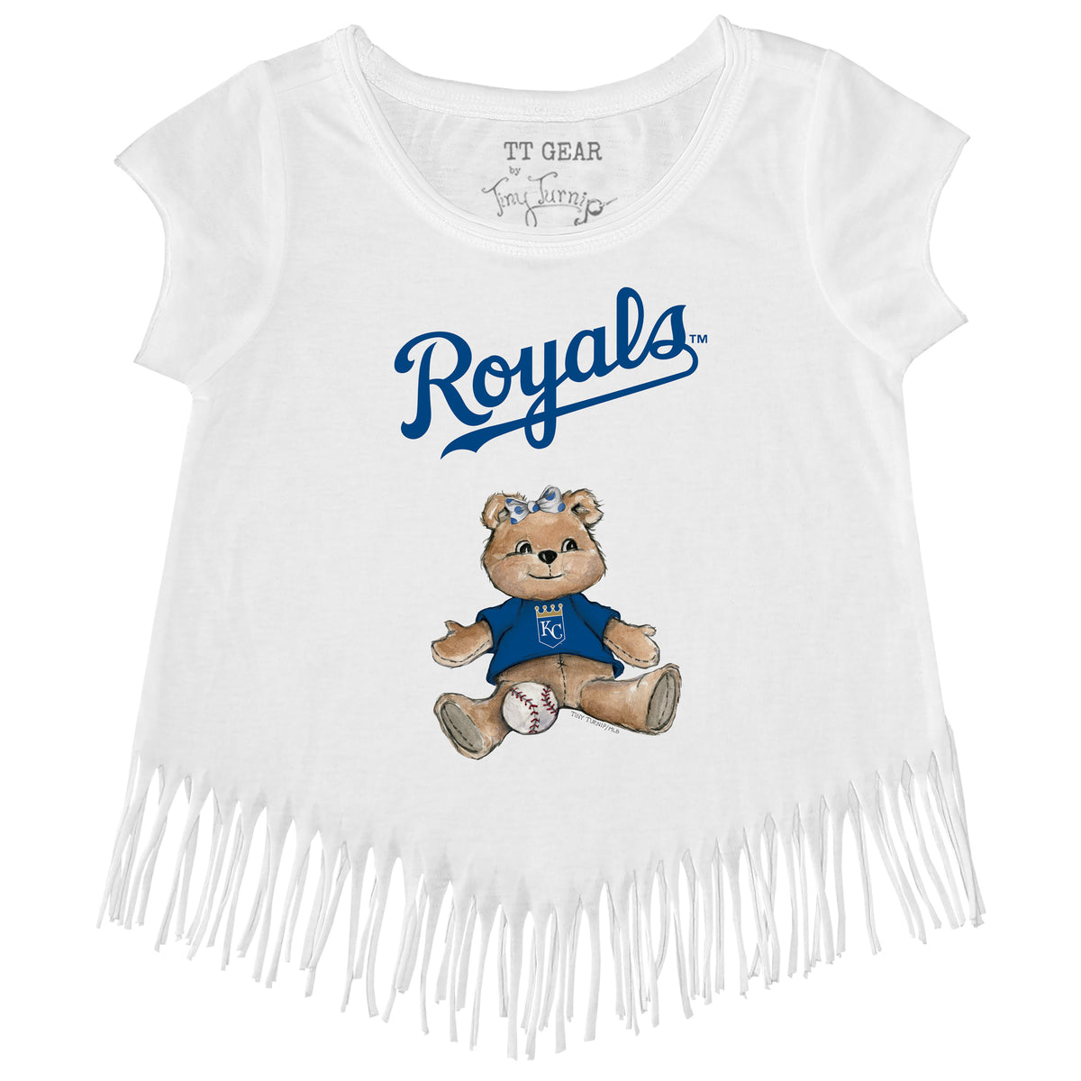 Kansas City Royals Girl Teddy Fringe Tee - Tiny Turnip