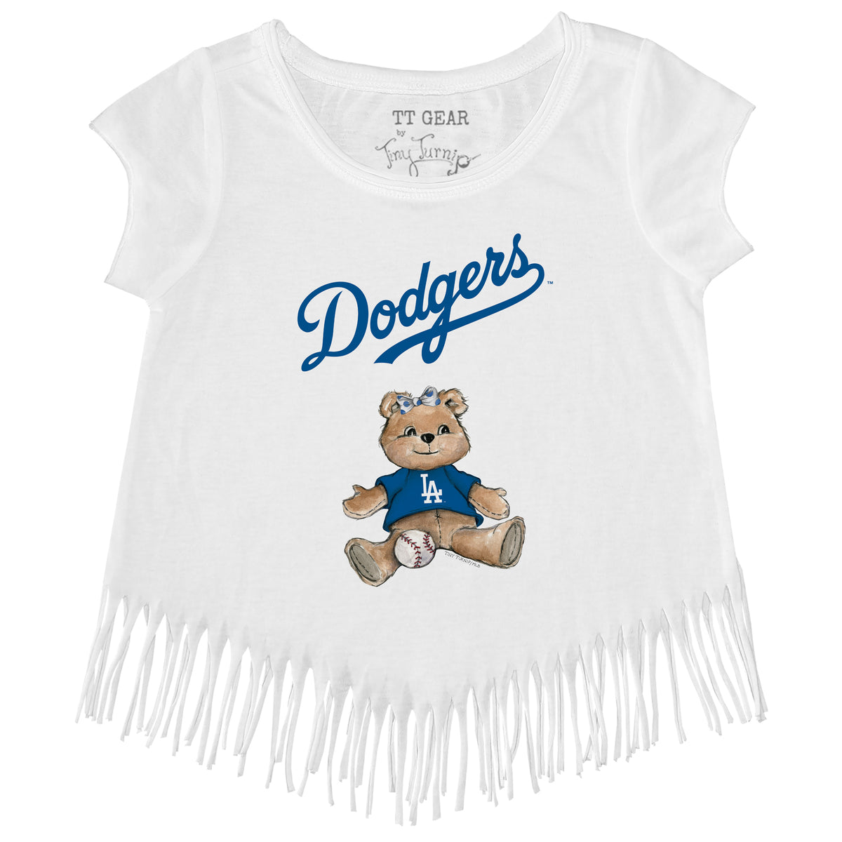 Los Angeles Dodgers Girl Teddy Fringe Tee - Tiny Turnip