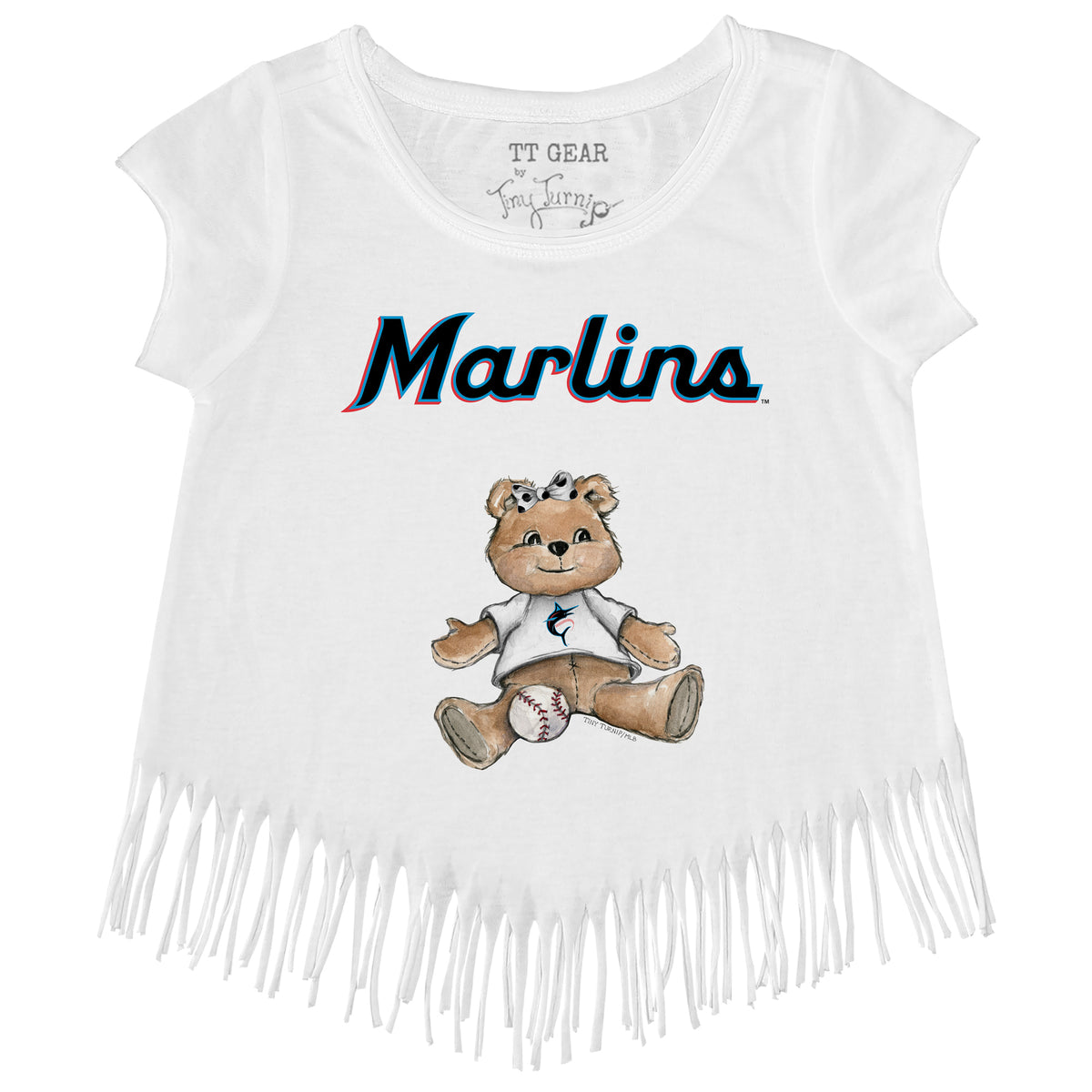Miami Marlins Girl Teddy Fringe Tee - Tiny Turnip