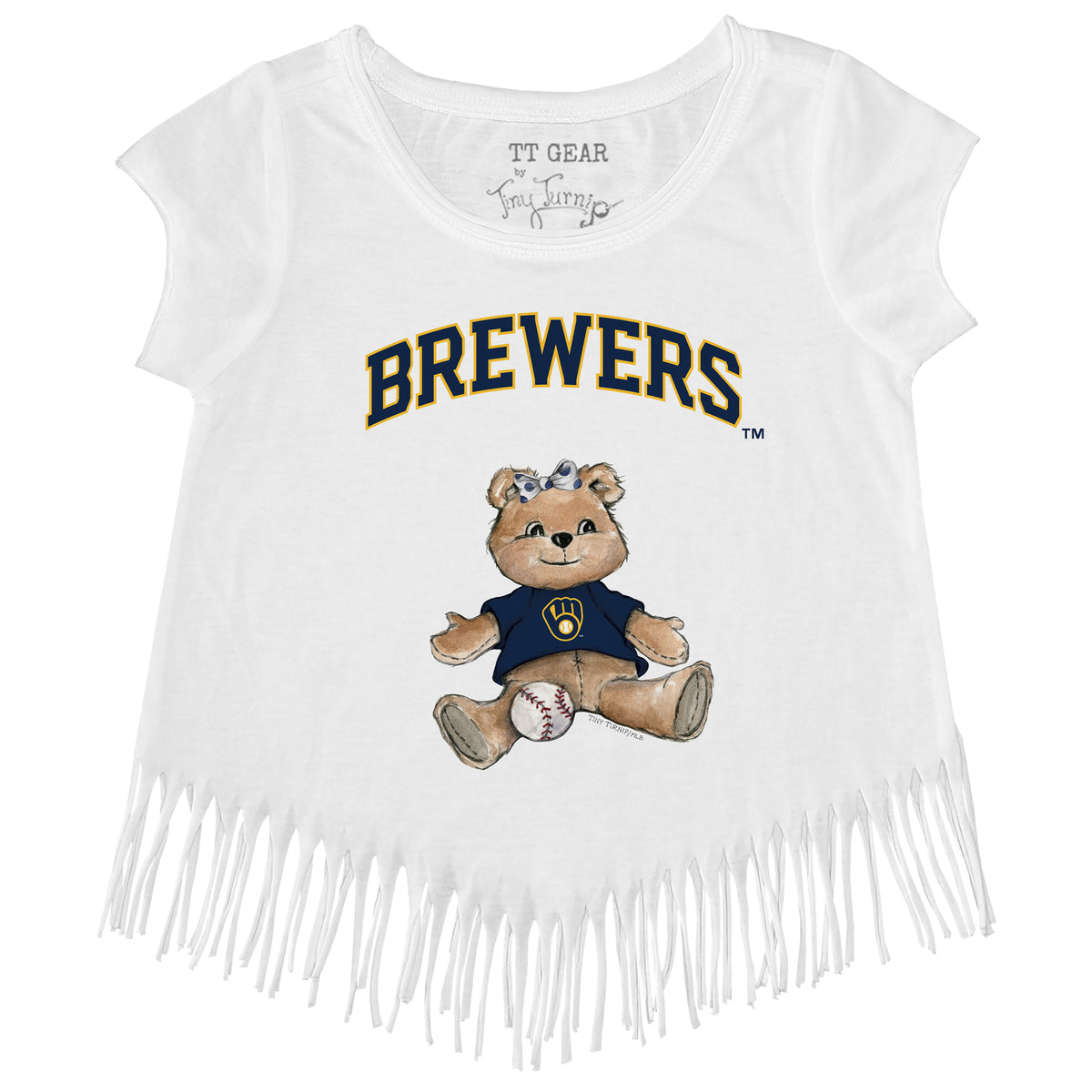 Milwaukee Brewers Girl Teddy Fringe Tee - Tiny Turnip