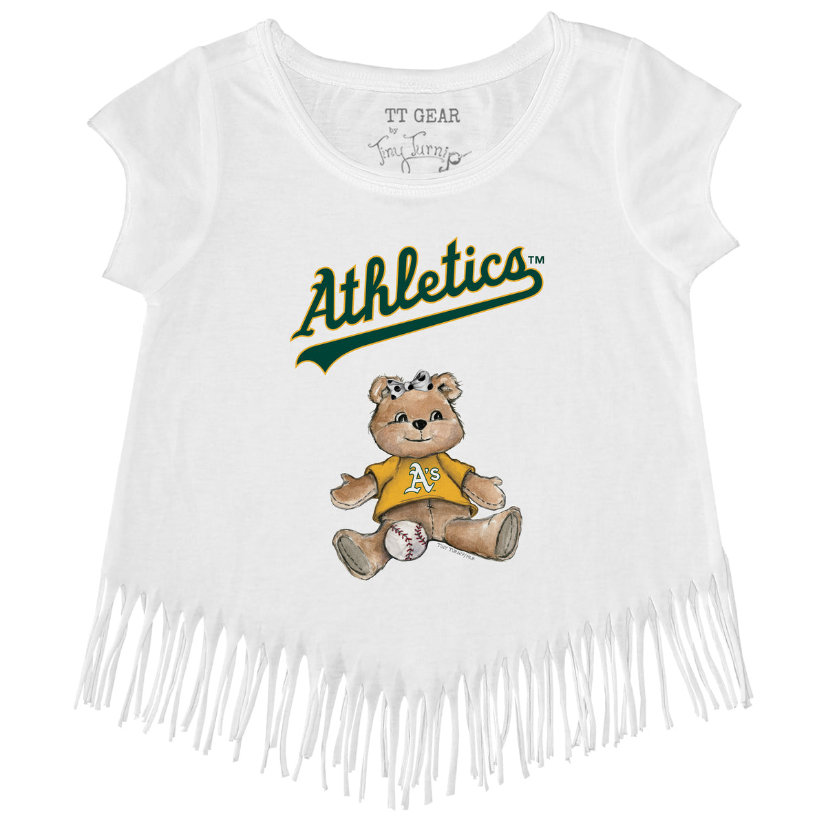 Oakland Athletics Girl Teddy Fringe Tee - Tiny Turnip