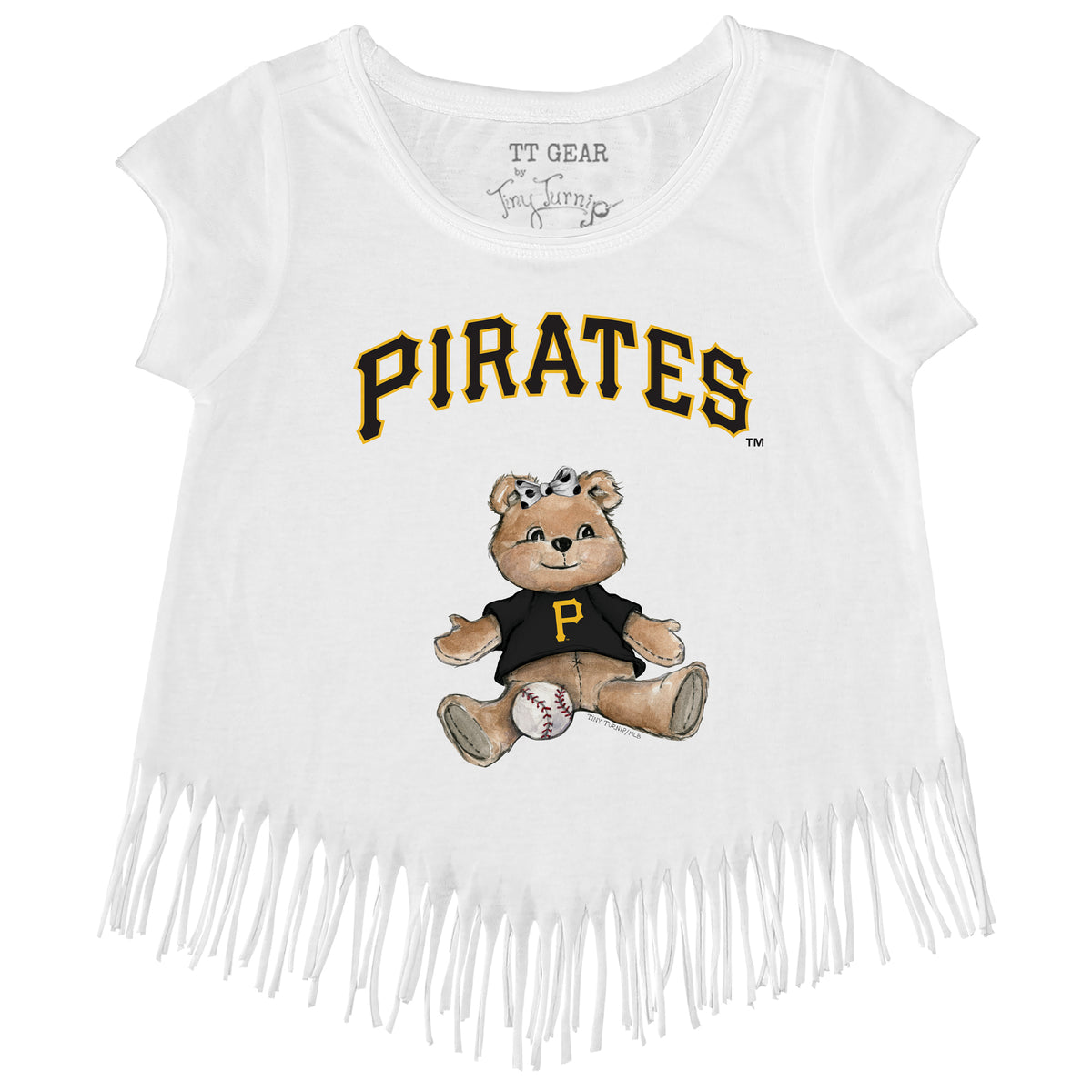 Pittsburgh Pirates Girl Teddy Fringe Tee - Tiny Turnip